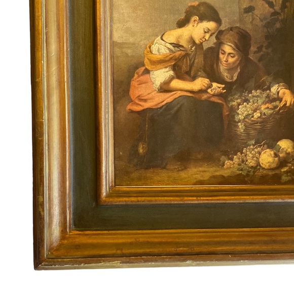 Beautiful Picture of Woman Picking Fruit and Counting Money. Framed. From Spain. - Picture 6 of 15